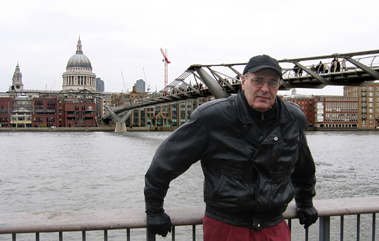 Merrill at the Millennium Bridge, Bankside, London