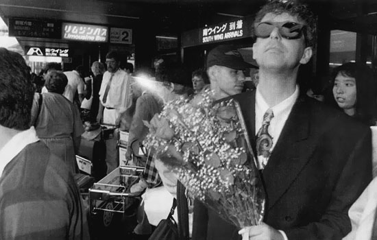 Pet Shop Boys at South Wing, Terminal 1, Narita Airport image by Lawrence Watson (1989)