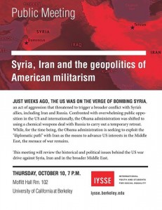 Syria, Iran and the Politics of US Militarism @ UC Berkeley, 102 Moffit Hall | Berkeley | California | United States