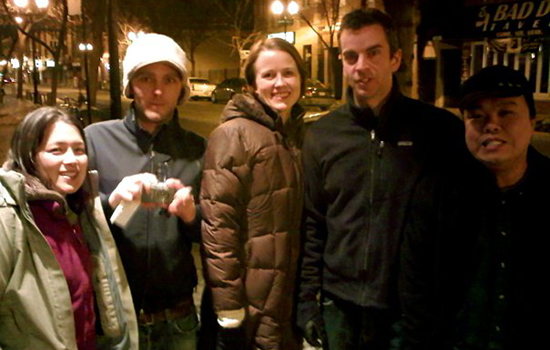 Vicki, Dave, Ed, and Dan in Lincoln Square, Chicago, Illinois