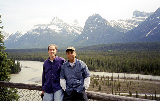 Dennis and Dan at Athabasca River, Jasper National Park, Alberta