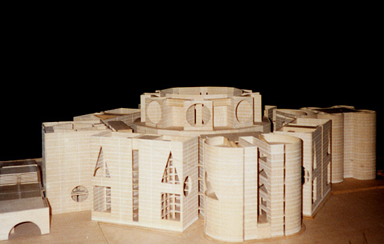 Model of parliament building of Bangladesh by Louis Kahn in the School of Architecture, Yale University, New Haven, Connecticut