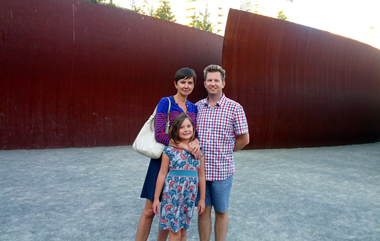 Masha, Mila, and Chris at Olympic Sculpture Park, Belltown, Seattle, Washington