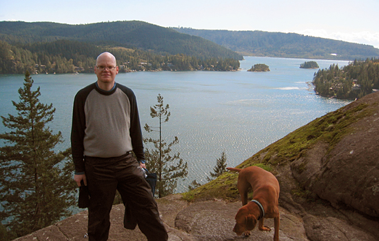 Chris with Copper at Indian Arm, Deep Cove, North Vancouver, British Columbia