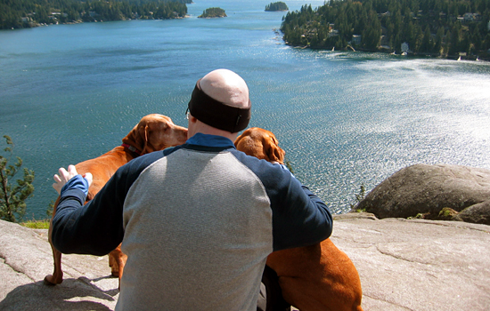 Chris with Carver and Copper at Indian Arm, Deep Cove, North Vancouver, British Columbia