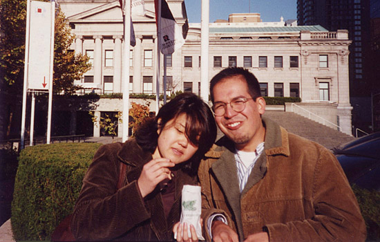 Aki and Robert at Robson Square, Vancouver, British Columbia