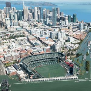 Visual of AT&T Park, San Francisco with 5 Feet of Sea Level Rise, Courtesy of Nickolay Lamm