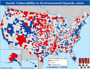 Social Vulnerability Index to Environmental Hazards Map for the United States - 32 Variables. 